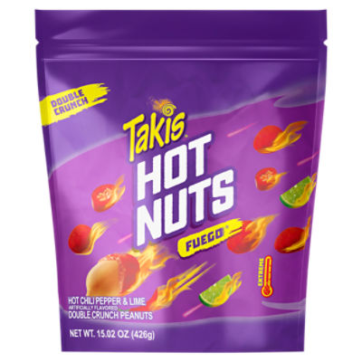 Takis Fuego Hot Nuts 15.02 oz Bag, Hot Chili Pepper & Lime Flavored Spicy Double-Crunch Peanuts