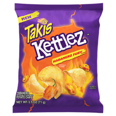 Takis Habanero Fury Kettlez 2.5 oz Bag, Habanero Flavored Spicy Kettle-Cooked Potato Chips