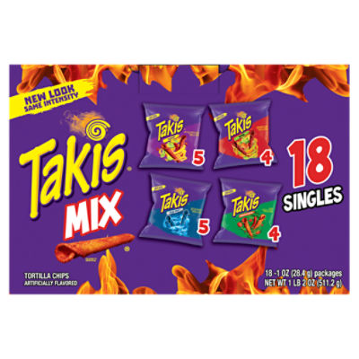 Takis Rolls 18 ct Multipack, 1 oz Assorted Flavored Spicy Tortilla Chips