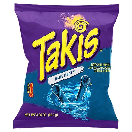 Takis Blue Heat Rolls 3.25 oz Bag, Hot Chili Pepper Flavored Spicy Tortilla Chips