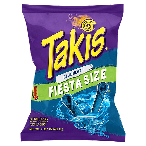 Takis Blue Heat Rolls 17 oz Bag, Hot Chili Pepper Flavored Spicy Tortilla Chips