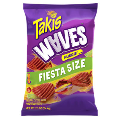 Takis Fuego Waves 12.5 oz Fiesta Bag, Hot Chili Pepper & Lime Flavored Spicy  Wavy Potato Chips - ShopRite