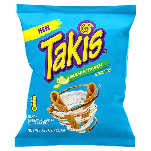 Takis Buckin' Ranch 3.25 oz Snack Size Bag, Ranch Rolled Tortilla Chips