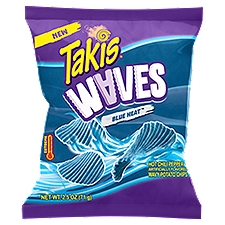 Takis Blue Heat Waves 2.5 oz Snack Size Bag, Hot Chili Pepper Wavy Potato Chips