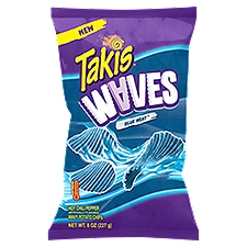 Takis Blue Heat Waves 8 oz Sharing Size Bag, Hot Chili Pepper Wavy Potato Chips, 8 Ounce