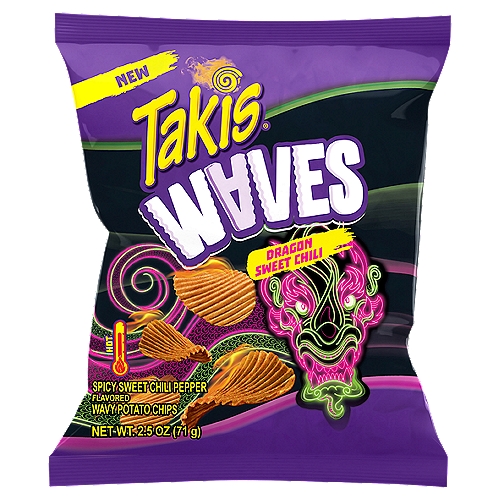Takis Dragon Sweet Chili Waves 2.5 oz Snack Size Bag, Spicy Sweet Chili Pepper Wavy Potato Chips