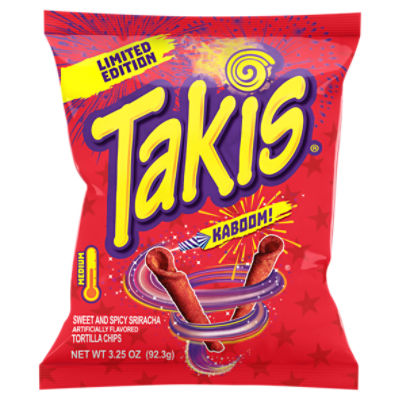 Takis Kaboom! 3.25 oz Snack Size Bag, Ketchup & Sriracha Rolled Tortilla Chips
