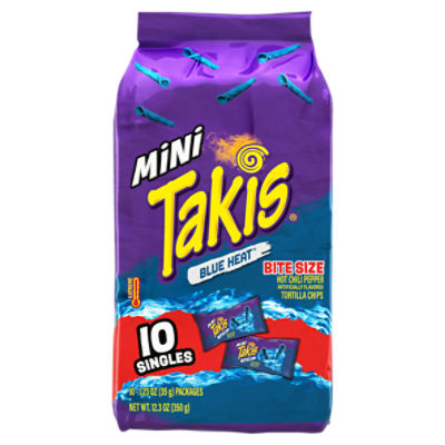 Takis Blue Heat Mini Hot Chili Pepper Tortilla Chips Bite Size, 1.23 oz, 10 count