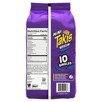 Takis Blue Heat Mini Hot Chili Pepper Tortilla Chips Bite Size, 1.23 oz, 10 count