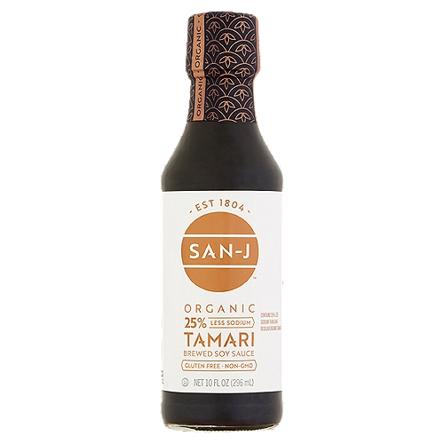 San-J Organic 25% Less Sodium Tamari Brewed Soy Sauce, 10 fl oz