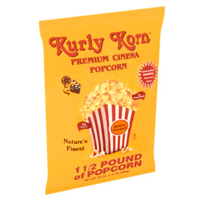 Kurly Korn Buttery Flavored Premium Cinema Popcorn, 24 oz