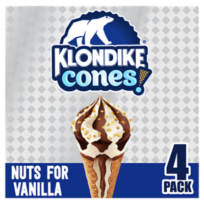 Klondike Frozen Dairy Dessert Cone Nuts For Vanilla 15 fl oz, 4 Count