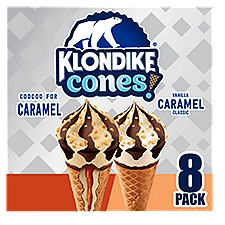 Klondike Frozen Dairy Dessert Cone Coocoo for Caramel & Vanilla Caramel 3.75 fl oz, 8 Count