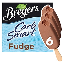Breyers CarbSmart™ Frozen Dairy Dessert Fudge Bars 6 ct For a Delicious Frozen Dessert Made with 100% Grade A Milk & Cream 18 oz