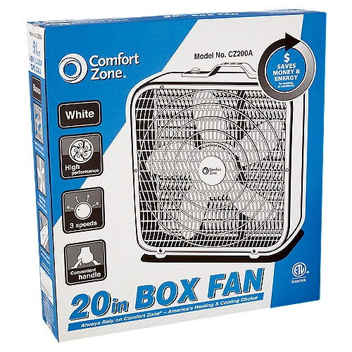 Comfort Zone White 20 in Box Fan