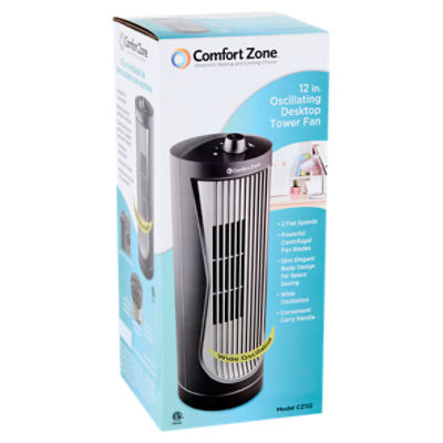 Comfort Zone 12 in. Oscillating Desktop Tower Fan