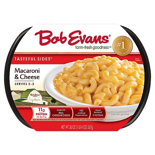 Bob Evans Farm Fresh Goodness Macaroni & Cheese, 20 oz
Tasteful Sides™

#1 America's Refrigerated Macaroni & Cheese*
*Source: IRI Scan Sales Data Total U.S. 52 Weeks Ending April 18, 2021