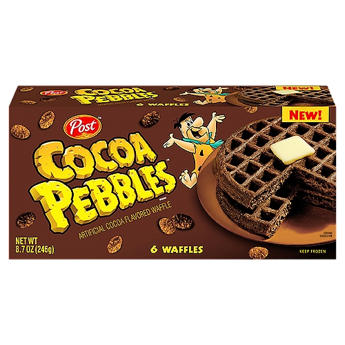 Post Cocoa Pebbles Artificial Cocoa Flavored Waffle, 6 count, 8.7 oz