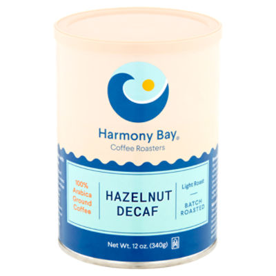 Harmony Bay Light Roast Hazelnut Decaf Ground Coffee, 12 oz