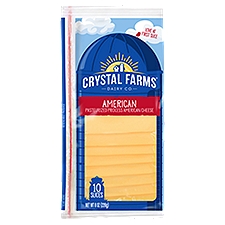 Crystal Farms Sliced Pasteurized Process American Cheese, 10 count, 8 oz
