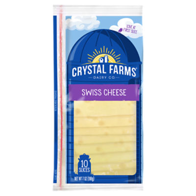 Crystal Farms Sliced Swiss Cheese, 10 count, 7 oz