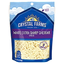 Crystal Farms Shredded White Extra Sharp Cheddar Cheese, 7 oz