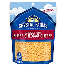 Crystal Farms Shredded Wisconsin Sharp Cheddar Cheese, 8 oz