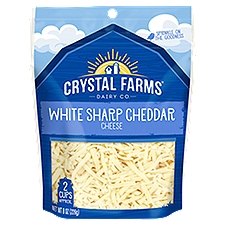 Crystal Farms Shredded White Sharp Cheddar Cheese, 8 oz
