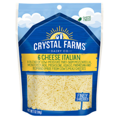 Crystal Farms Finely Shredded 6 Italian Cheese, 7 oz
