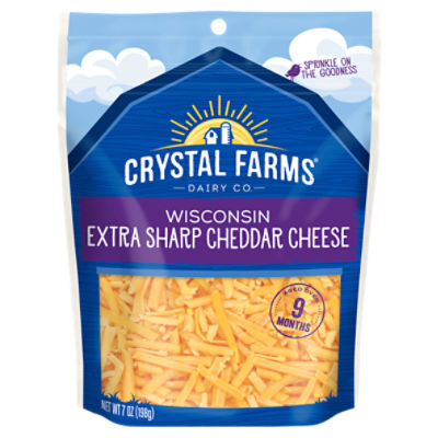 Crystal Farms Shredded Wisconsin Extra Sharp Cheddar Cheese, 7 oz
