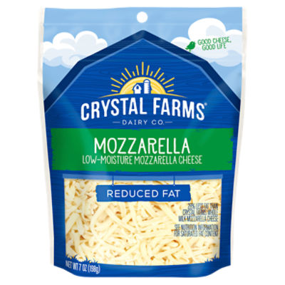 Crystal Farms Shredded Reduced Fat Mozzarella Cheese, 7 oz