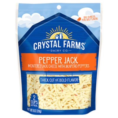 Crystal Farms Shredded Pepper Jack Cheese, 8 oz