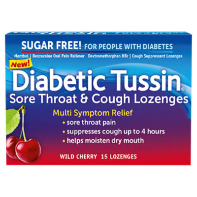 Diabetic Tussin Wild Cherry Sore Throat & Cough Lozenges, 15 count