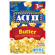 Act II Butter Microwave Popcorn, 2.75 oz, 3 count, 8.25 Ounce