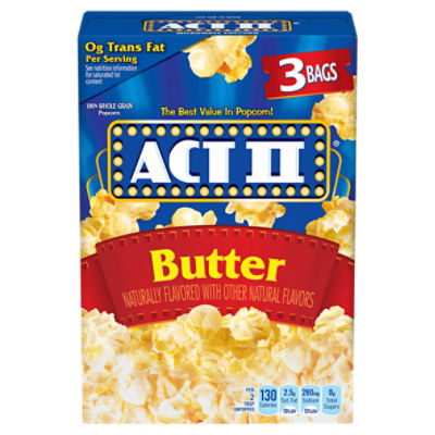 Act II Butter Microwave Popcorn, 2.75 oz, 3 count, 8.25 Ounce