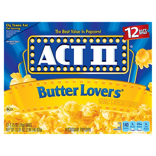 Act II Butter Lovers Microwave Popcorn, 2.75 oz, 12 count