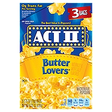 Act II Butter Lovers Microwave Popcorn, 2.75 oz, 3 count