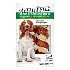 Chomp'ems Premium Beefhide 6-7'' Spirals Dog Chew, 2 count, 2.64 oz