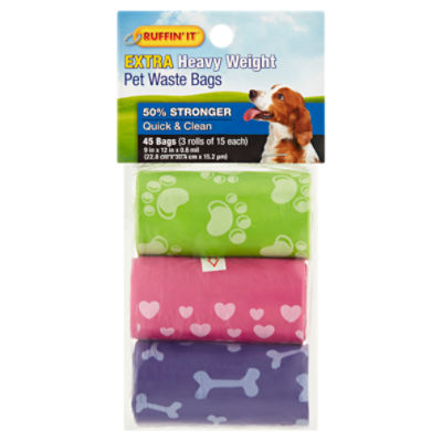 Ruffin' It Extra Heavy Weight Pet Waste Bags, 45 count, 45 Each