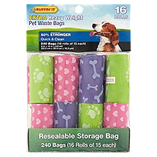 Ruffin' It Pet Waste Bags, Extra Heavy Weight, 240 Each