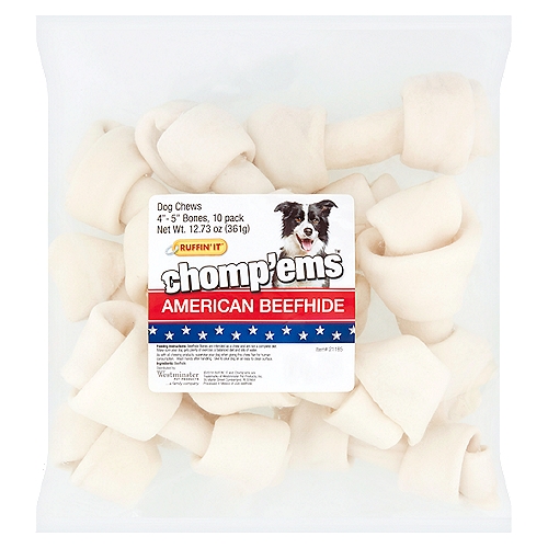 Ruffin' It Chomp'ems American Beefhide Dog Chews, 10 count, 12.73 oz