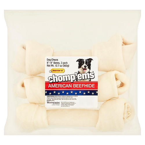 Ruffin' It Chomp'ems American Beefhide Dog Chews, 3 count, 12.7 oz