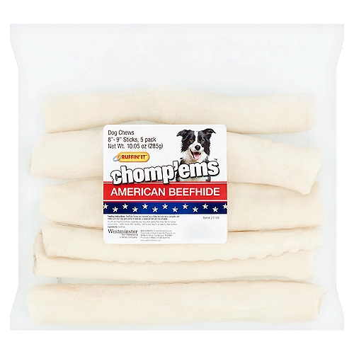Ruffin' It Chomp'ems American Beefhide Dog Chews, 5 count, 10.05 oz