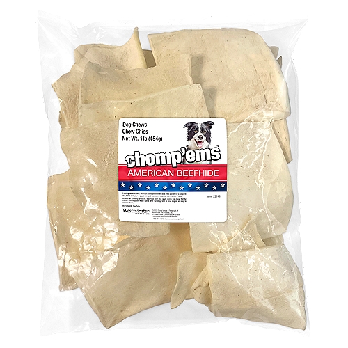 Chomp'ems American Beefhide Dog Chews Chips, 1 lb