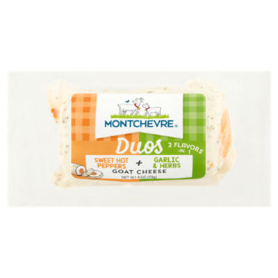 Montchevre Duos Sweet Hot Peppers + Garlic & Herbs Goat Cheese, 4 oz