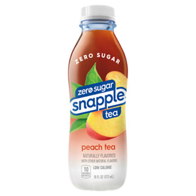 Snapple Zero Sugar Peach Tea, 16 fl oz recycled plastic bottle