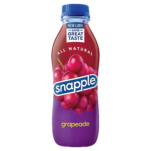 Snapple Grapeade Flavored Juice Drink, 16 fl oz
Flavored Juice Drink from Concentrate with Other Natural Flavors

There's a bunch of reasons to love Grapeade, but since we're originally from New York we'll cut to the chase like a true New Yorker. This stuff is grape! (get it?) It's delightfully sweet, slightly tart, refreshingly juicy and oh so purplicious just like a grape juice drink made from the best stuff on earth should be.

Made from the Best Stuff on Earth!®