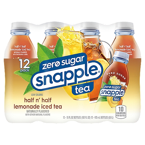 Snapple Zero Sugar Half n' Half Lemonade Iced Tea, 16 fl oz, 12 count