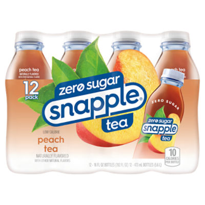 Snapple Zero Sugar Peach Tea, 16 fl oz, 12 count
