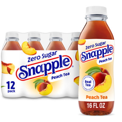 Snapple Zero Sugar Peach Tea, 16 fl oz, 12 count